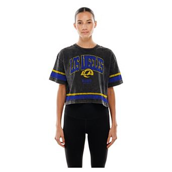Women's New Era Black Los Angeles Rams Lifestyle Mineral Wash Boxy Cropped T-Shirt