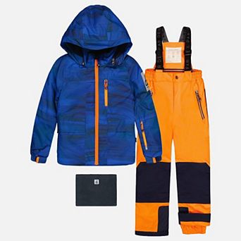 Little Kids Boy Two Piece Play Snowsuit with Hooded Jacket and Snow Pants