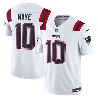 Men's Nike Drake Maye White New England Patriots Vapor F.U.S.E. Stitched Limited Jersey