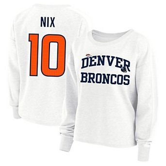 Women's Fanatics Bo Nix White Denver Broncos Plus Size Oversized Name & Number Sweatshirt