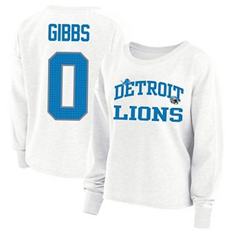 Women's Fanatics Jahmyr Gibbs White Detroit Lions Plus Size Oversized Name & Number Sweatshirt
