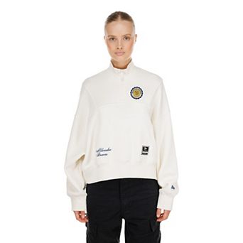 Women's New Era Light Beige Milwaukee Brewers Dune Dust Quarter-Zip Fleece