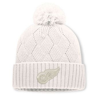 Women's Fanatics Cream Detroit Red Wings Level Up Cuffed Knit Hat with Pom