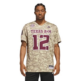 Men's adidas #12 Beige Texas A&M Aggies Honor & Support Premier Strategy Jersey