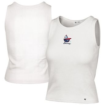 Women's '47 Cream Atlanta Braves Single Swirl Ribbed Baby Tank Top