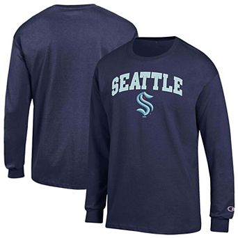 Men's Champion Deep Sea Blue Seattle Kraken Jersey Long-Sleeve T-Shirt