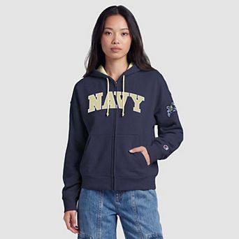 Women's Champion Navy Navy Midshipmen Arch Full-Zip Fleece Hoodie