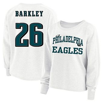 Women's Fanatics Saquon Barkley White Philadelphia Eagles Plus Size Oversized Name & Number Sweatshirt