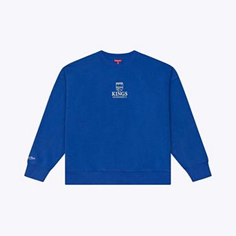 Women's Mitchell & Ness Blue Sacramento Kings Core Essentials Micro Logo Fleece Sweatshirt