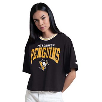 Women's Starter Black Pittsburgh Penguins Ace Cropped T-Shirt