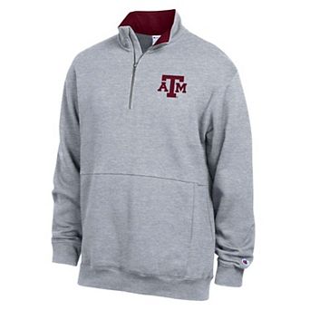 Men's Champion Heather Gray Texas A&M Aggies Fleece Quarter-Zip Pullover