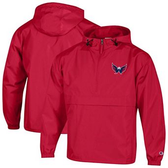 Men's Champion Red Washington Capitals Packable Windbreaker Half-Zip Jacket
