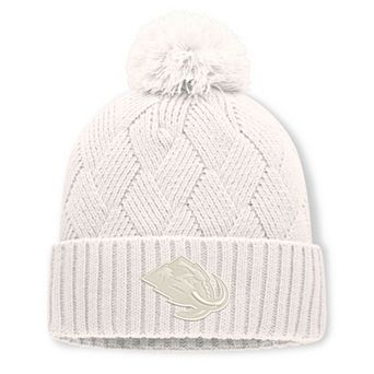 Women's Fanatics Cream Utah Mammoth Level Up Cuffed Knit Hat with Pom