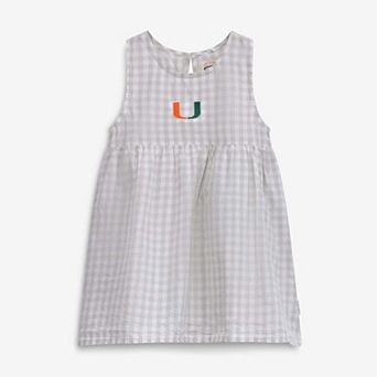 Girls Infant Garb Gray Miami Hurricanes Loren Gingham Dress