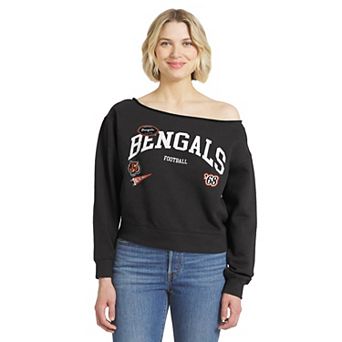 Women's WEAR by Erin Andrews Black Cincinnati Bengals Off-the-Shoulder Sweatshirt