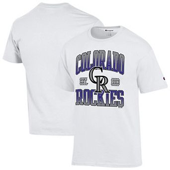 Men's Champion White Colorado Rockies Team Name T-Shirt