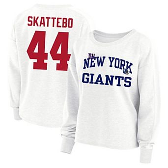 Women's Fanatics Cam Skattebo White New York Giants Plus Size Oversized Name & Number Sweatshirt