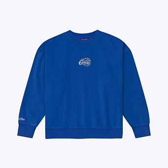 Women's Mitchell & Ness Royal LA Clippers Core Essentials Micro Logo Fleece Sweatshirt
