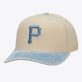 Men's Mitchell & Ness Cream/Light Blue Pittsburgh Pirates Washed Corduroy Pro Crown Snapback Hat