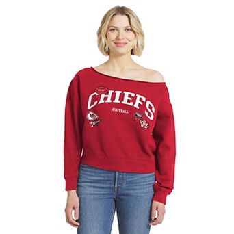 Women's WEAR by Erin Andrews Red Kansas City Chiefs Off-the-Shoulder Sweatshirt