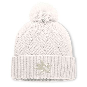 Women's Fanatics Cream San Jose Sharks Level Up Cuffed Knit Hat with Pom