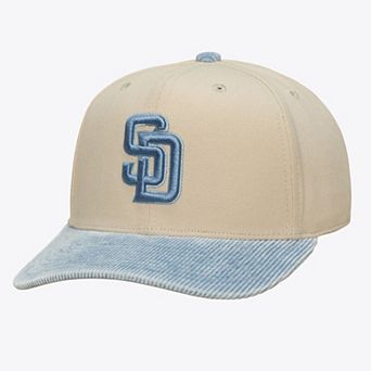 Men's Mitchell & Ness Cream/Light Blue San Diego Padres Washed Corduroy Pro Crown Snapback Hat