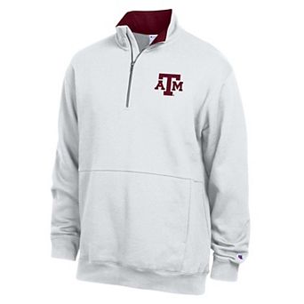 Men's Champion White Texas A&M Aggies Fleece Quarter-Zip Pullover