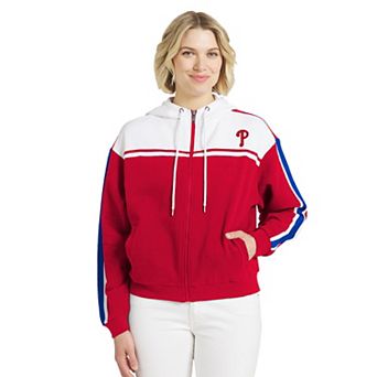 Women's WEAR by Erin Andrews Red/White Philadelphia Phillies Color Blocked Full-Zip Hoodie