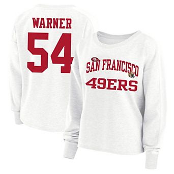 Women's Fanatics Fred Warner White San Francisco 49ers Plus Size Oversized Name & Number Sweatshirt