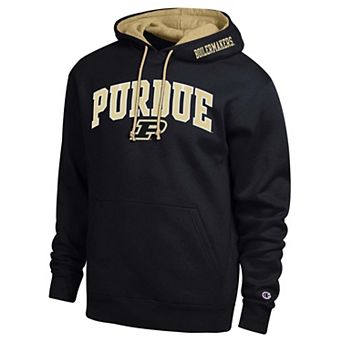 Men's Champion Black Purdue Boilermakers Arch Tackle Twill Hoodie