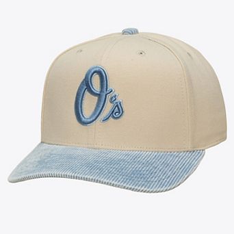 Men's Mitchell & Ness Cream/Light Blue Baltimore Orioles Washed Corduroy Pro Crown Snapback Hat