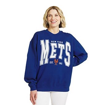 Women's WEAR by Erin Andrews Royal New York Mets Oversized Team Fleece Sweatshirt