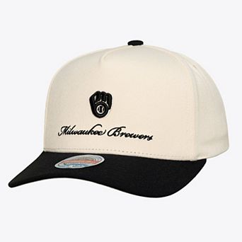 Men's Mitchell & Ness Cream/Black Milwaukee Brewers Flawless Stretch Snapback Hat