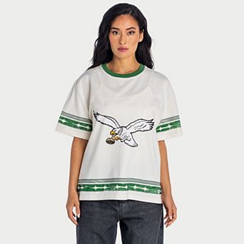 Women's The Wild Collective Cream Philadelphia Eagles Oversized Established Boyfriend T-Shirt