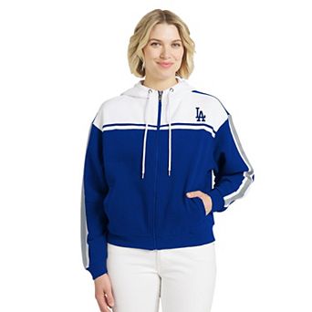 Women's WEAR by Erin Andrews Royal/White Los Angeles Dodgers Color Blocked Full-Zip Hoodie