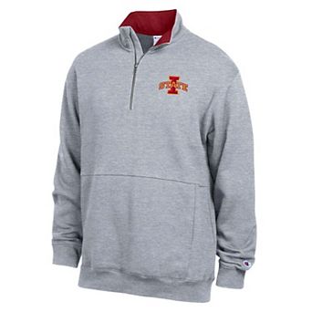 Men's Champion Heather Gray Iowa State Cyclones Fleece Quarter-Zip Pullover