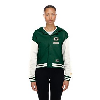 Women's New Era Green Bay Packers Green Throwback Full-Snap Hooded Jacket