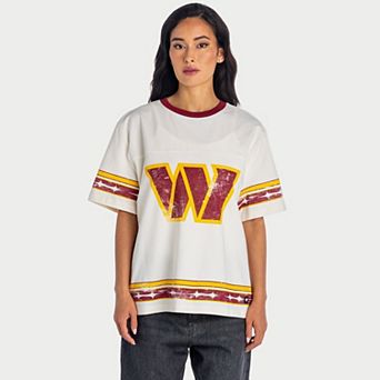 Women's The Wild Collective Cream Washington Commanders Oversized Established Boyfriend T-Shirt