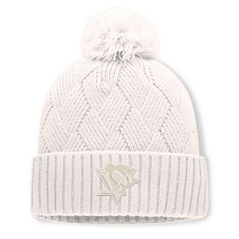 Women's Fanatics Cream Pittsburgh Penguins Level Up Cuffed Knit Hat with Pom