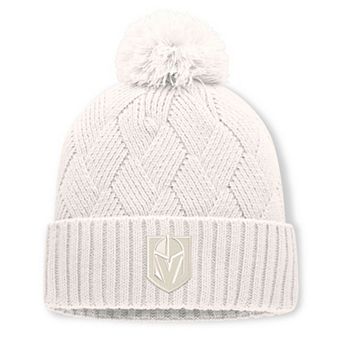 Women's Fanatics Cream Vegas Golden Knights Level Up Cuffed Knit Hat with Pom
