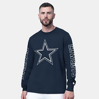 Men's Starter Navy Dallas Cowboys Clutch Hit II Long-Sleeve T-Shirt