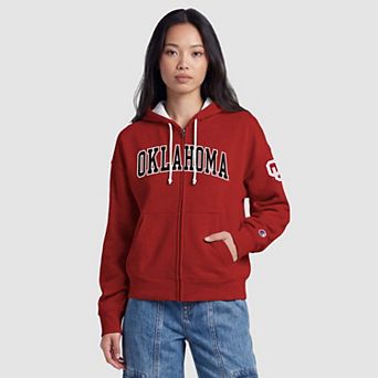 Women's Champion Crimson Oklahoma Sooners Arch Full-Zip Fleece Hoodie