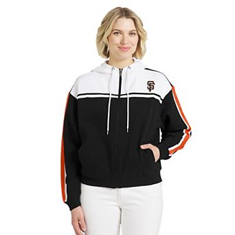 Women's WEAR by Erin Andrews Black/White San Francisco Giants Color Blocked Full-Zip Hoodie