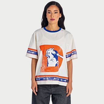 Women's The Wild Collective Cream Denver Broncos Oversized Established Boyfriend T-Shirt