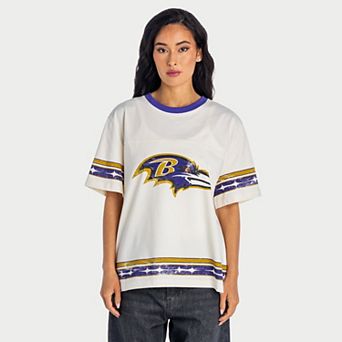 Women's The Wild Collective Cream Baltimore Ravens Oversized Established Boyfriend T-Shirt