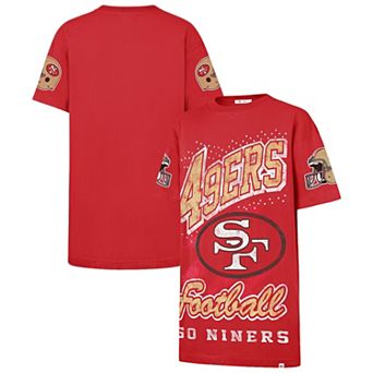 Women's '47 Scarlet San Francisco 49ers Oversized Gemstone Swash T-Shirt Dress