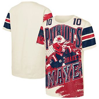 Youth Outerstuff Drake Maye Natural New England Patriots Classic Poster T-Shirt