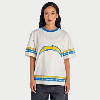 Women's The Wild Collective Cream Los Angeles Chargers Oversized Established Boyfriend T-Shirt