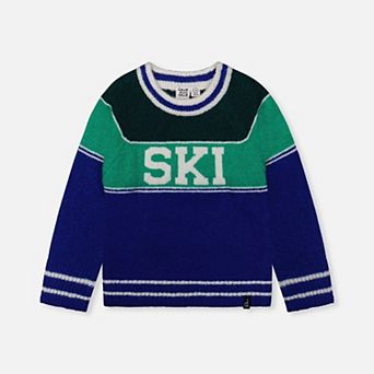 Big Kids Boy Color-Block Sweater with Ski Jacquard