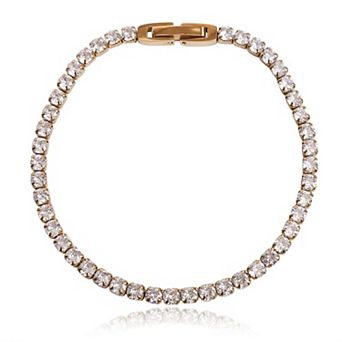 Jewels by Sunaina Maira Tennis Bracelet for Women with Round Zircon Stones, 18K Gold Plated